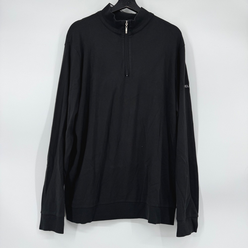 Peter Millar Mens XL Pima Cotton Quarter Zip Pullover Black Travelers Golf